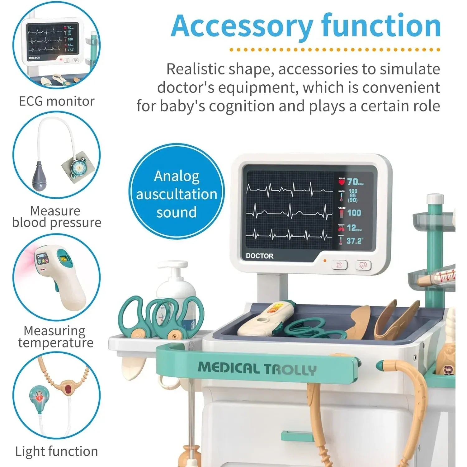 Doctor Kit for Kids Pretend Doctor Playset for Toddlers with Medical Station Stethoscope Role Play Medical Toy for Girls Boys